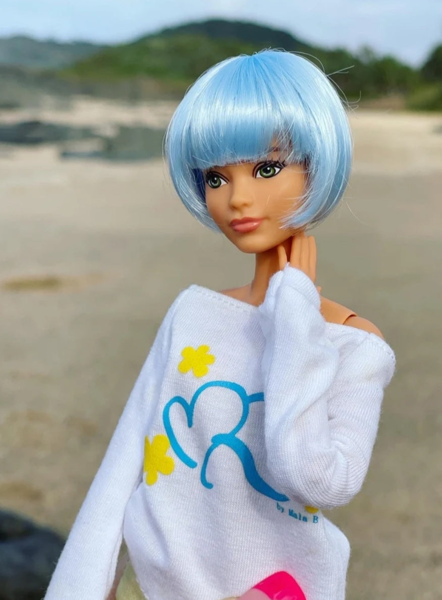 Summer Friday Vegan Mohair Wig for 1/6 Fashion Dolls, 3-4" Head