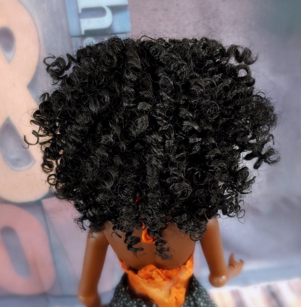 PREORDER Custom doll WIG for Smart Dolls- Heat Safe - Tangle Resistant- 8.5" head size of Bjd, Sd, Black curls AA!! Zazou Dolls