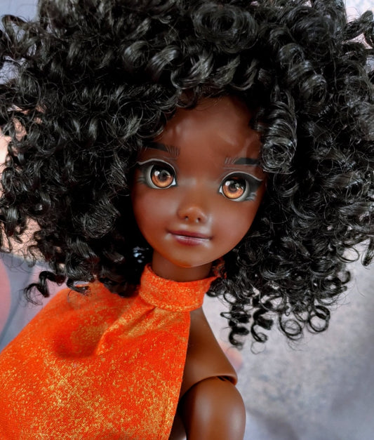PREORDER Custom doll WIG for Smart Dolls- Heat Safe - Tangle Resistant- 8.5" head size of Bjd, Sd, Black curls AA!! Zazou Dolls