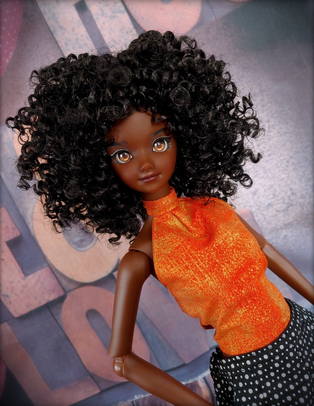PREORDER Custom doll WIG for Smart Dolls- Heat Safe - Tangle Resistant- 8.5" head size of Bjd, Sd, Black curls AA!! Zazou Dolls