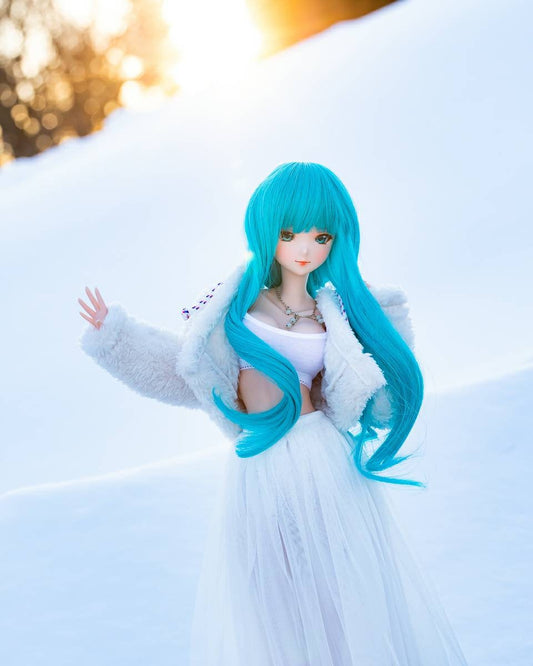 Custom doll Wig for Smart Dolls- Heat Safe - Tangle Resistant- 8.5" head size of Bjd, SD, Dollfie Dream dolls Teal Bangs