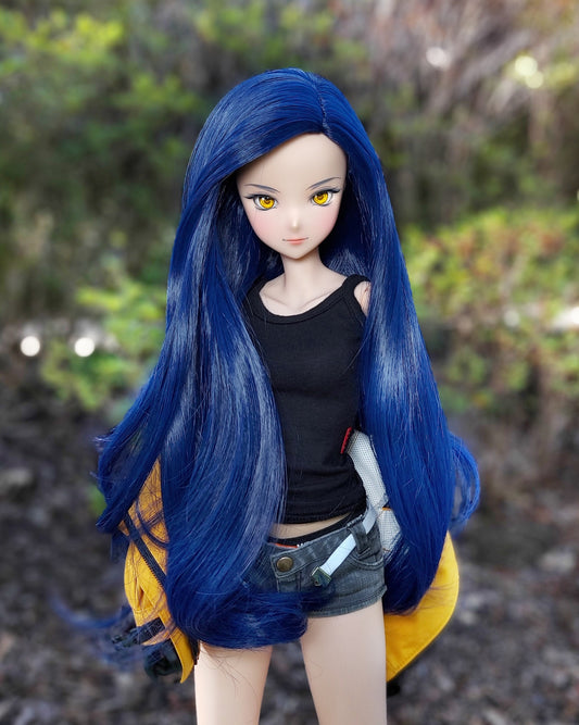 Zazou Custom doll Wig for Smart Dolls- " 8.5" head size of Bjd, SD, Dollfie Dream dolls deep blue