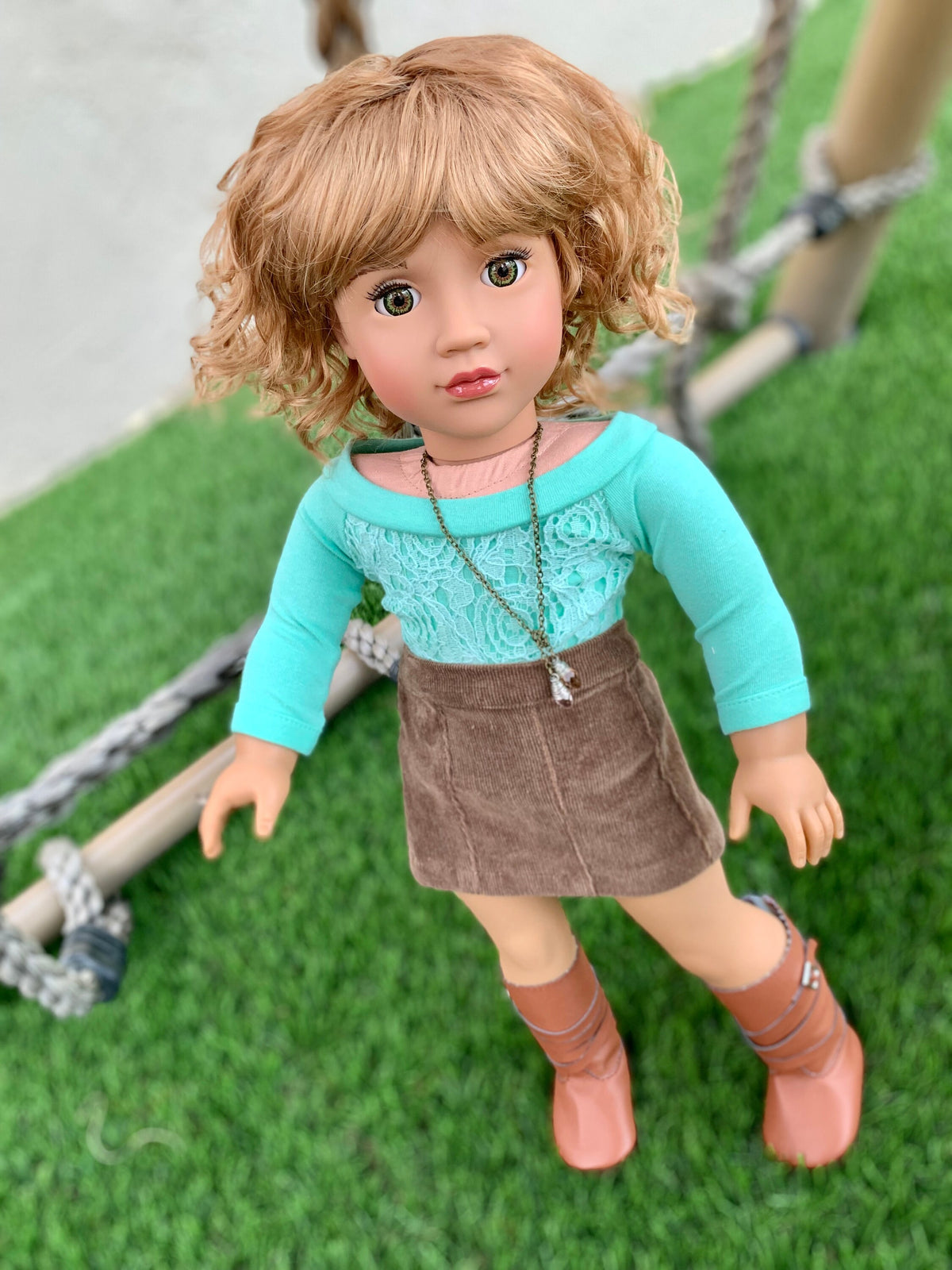 Zazou Dolls Custom 18 Inch doll Vegan Mohair Wig | 11-12" Head Size "Stretch Cap"|  Fit 18’’ American Doll OG Meadowdolls Saffi