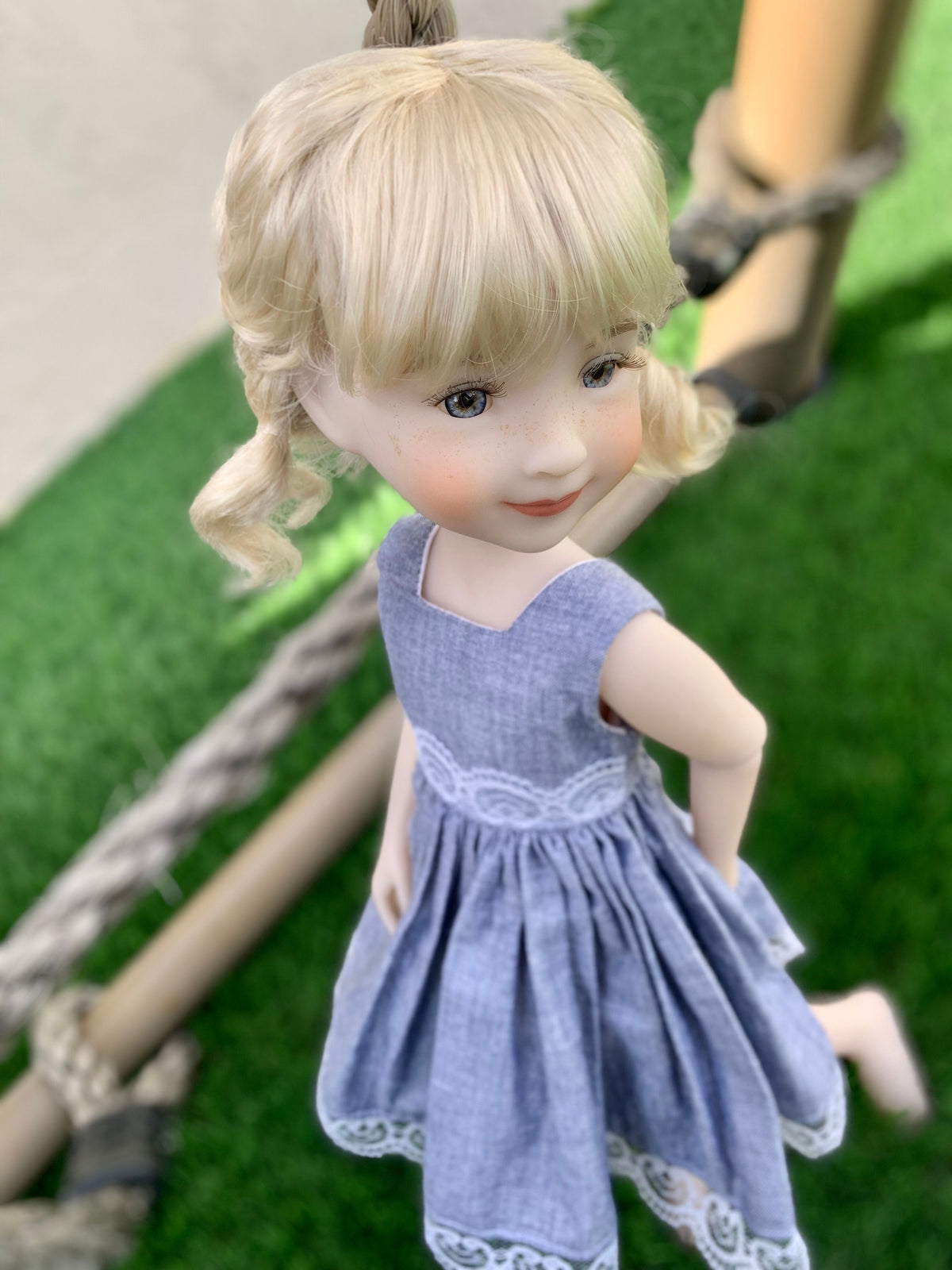Custom doll WIG Exclusive Vegan Mohair-fits 9-10" head size Kaye Wiggs, RRFF, Wellie Dolls, bjd, Girl for All Time"Loose Fit"