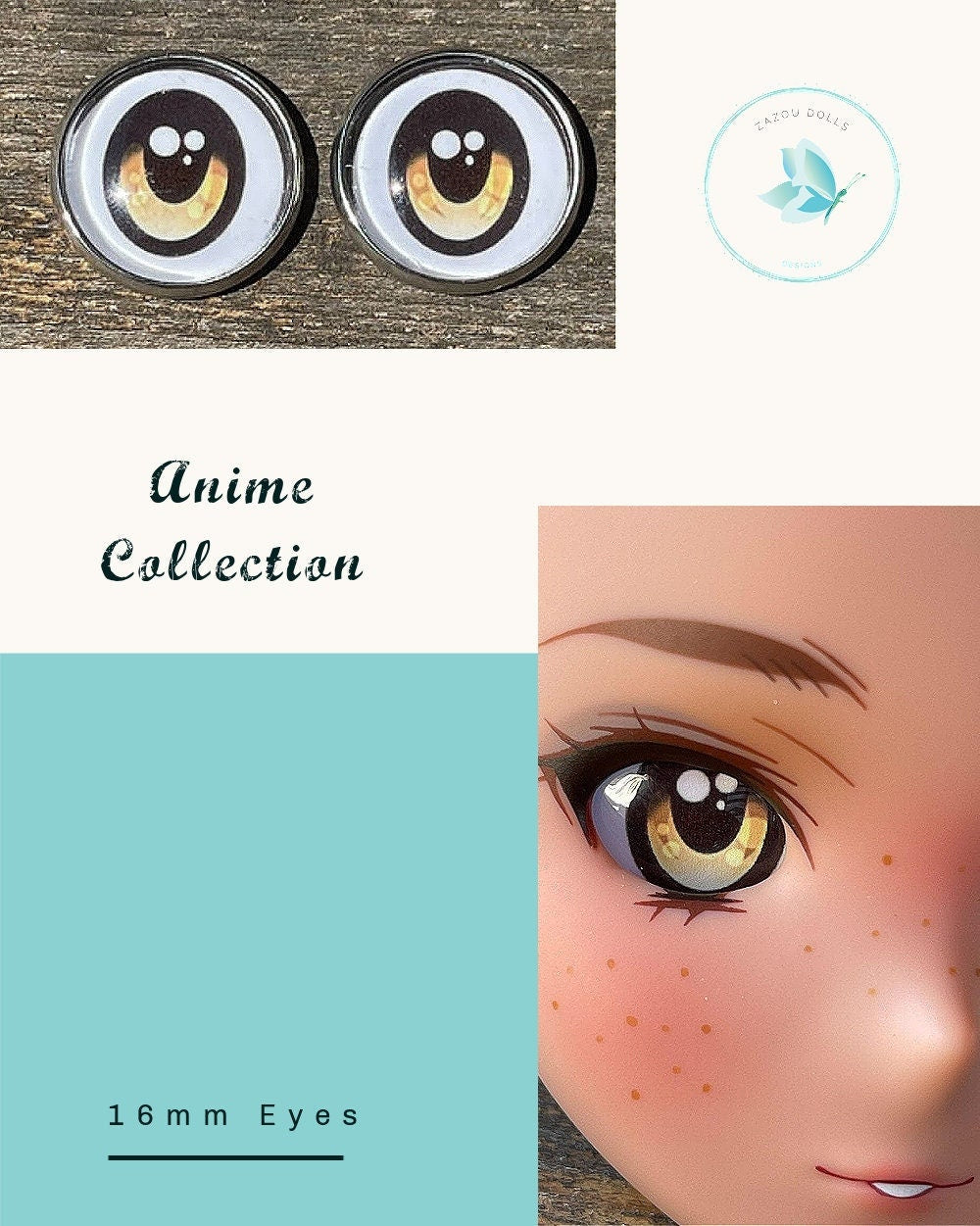 Anime glass Doll Eyes for smart Dolls, doll eye replacement, 16 mm Fit BJD, Smart Dolls, Volks Dollfie Dream, MDD and similar mixed colors