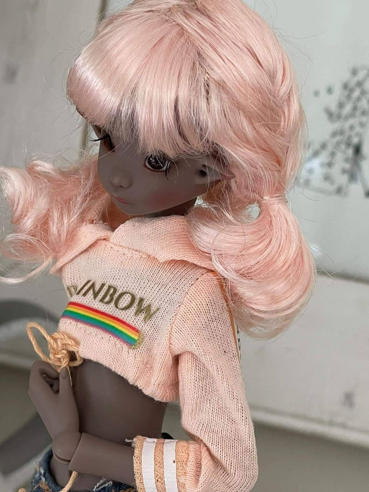 Custom WIG for head size 5-6" Lati Doll, Meadowdolls Twinkles , Atelier Momoni  dolls  Dollfie Lati Yellow Pukifee  or similar Vegan mohair