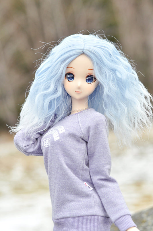 Custom doll Wig for Smart Dolls- Heat Safe - Tangle Resistant- 8.5" head size of Bjd, SD, Dollfie Dream dolls blue ombre