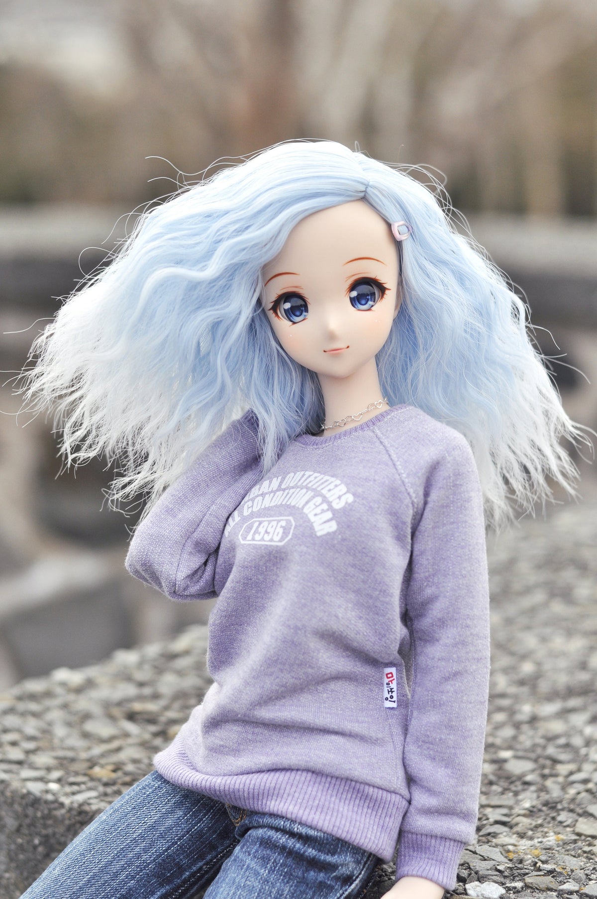 Custom doll Wig for Smart Dolls- Heat Safe - Tangle Resistant- 8.5" head size of Bjd, SD, Dollfie Dream dolls blue ombre