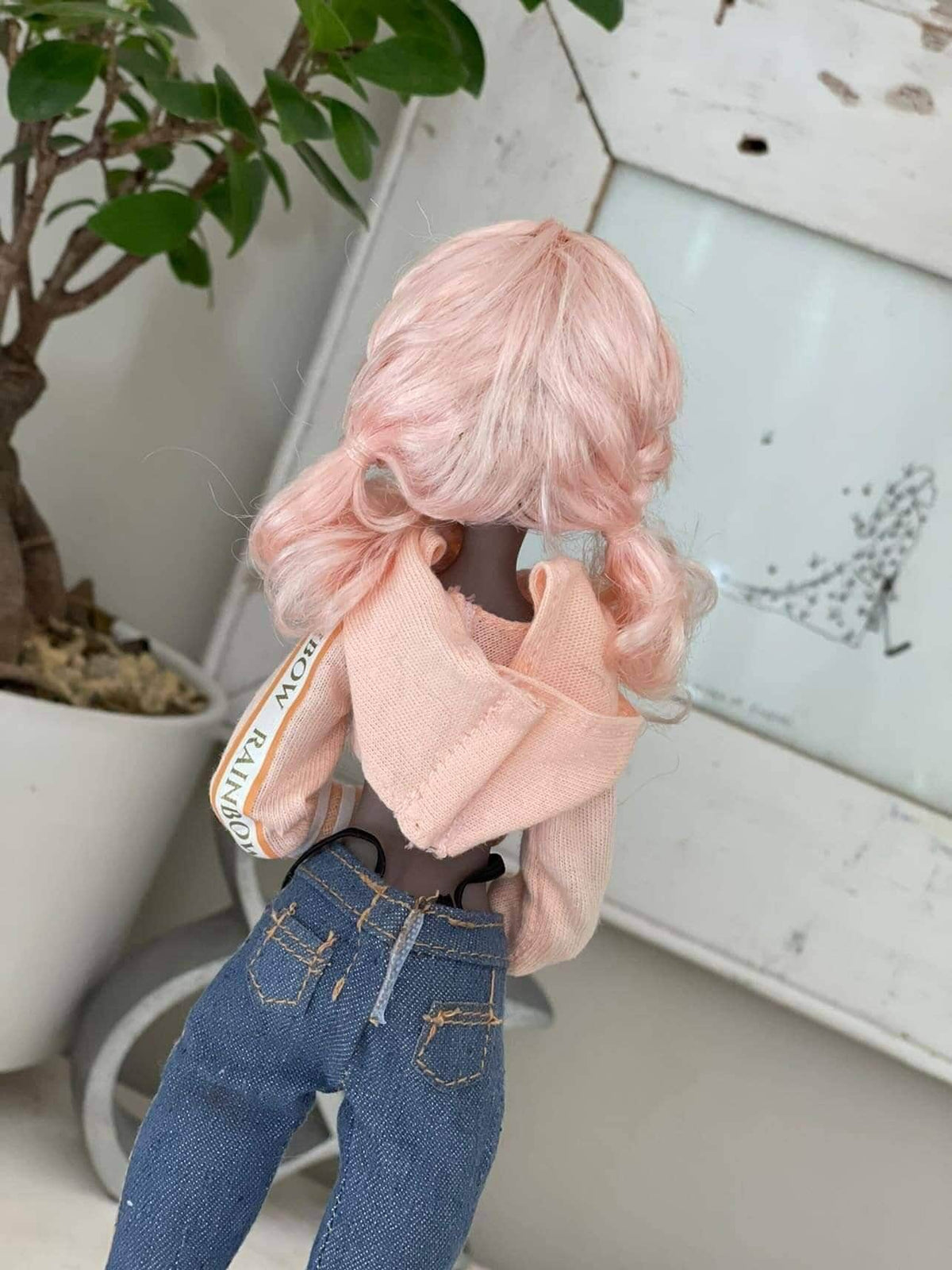 Custom WIG for head size 5-6" Lati Doll, Meadowdolls Twinkles , Atelier Momoni  dolls  Dollfie Lati Yellow Pukifee  or similar Vegan mohair