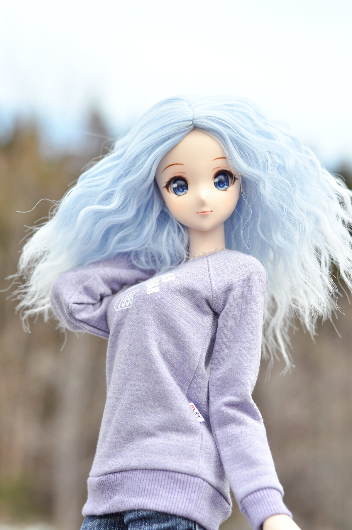 Custom doll Wig for Smart Dolls- Heat Safe - Tangle Resistant- 8.5" head size of Bjd, SD, Dollfie Dream dolls blue ombre