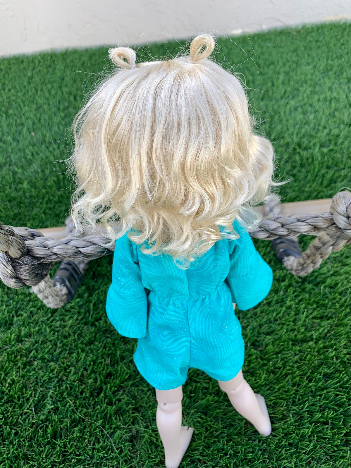 Custom doll WIG Exclusive Vegan Mohair-fits 9-10" head size Kaye Wiggs, RRFF, Wellie Dolls, bjd, "Loose Fit" loop pigtail