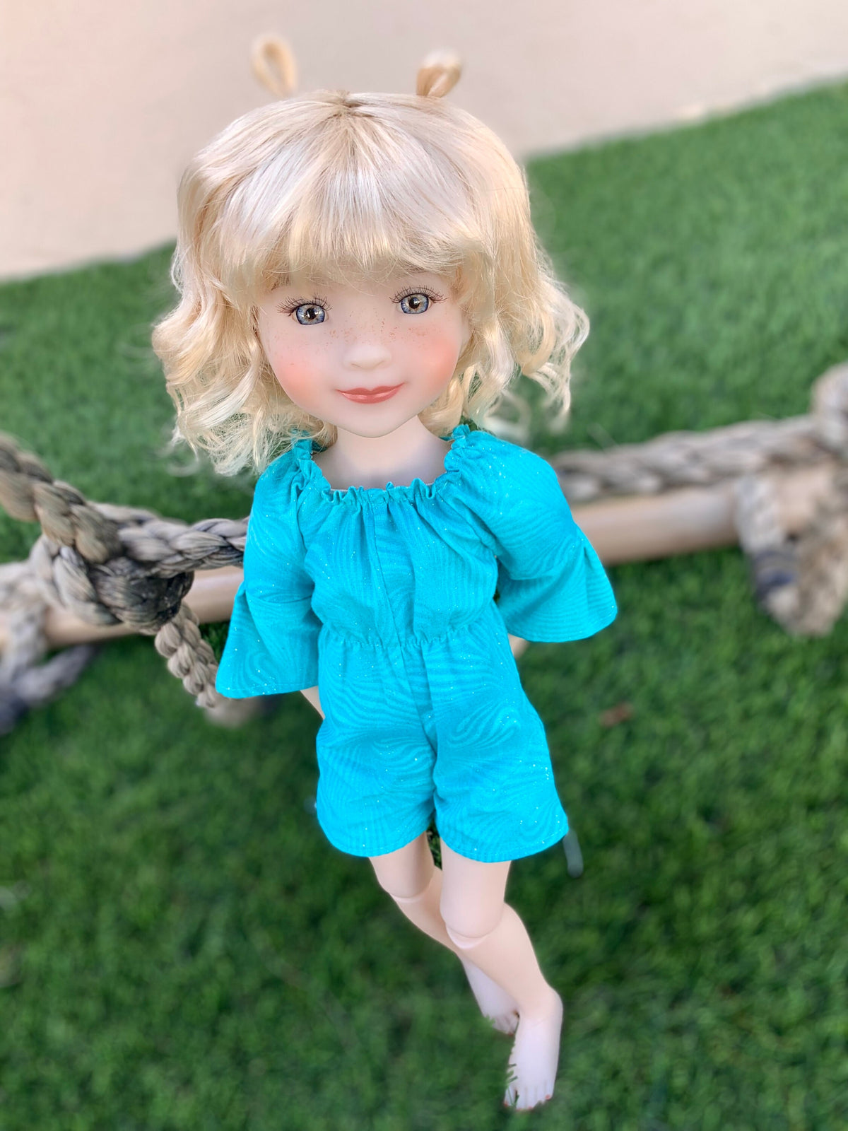 Custom doll WIG Exclusive Vegan Mohair-fits 9-10" head size Kaye Wiggs, RRFF, Wellie Dolls, bjd, "Loose Fit" loop pigtail