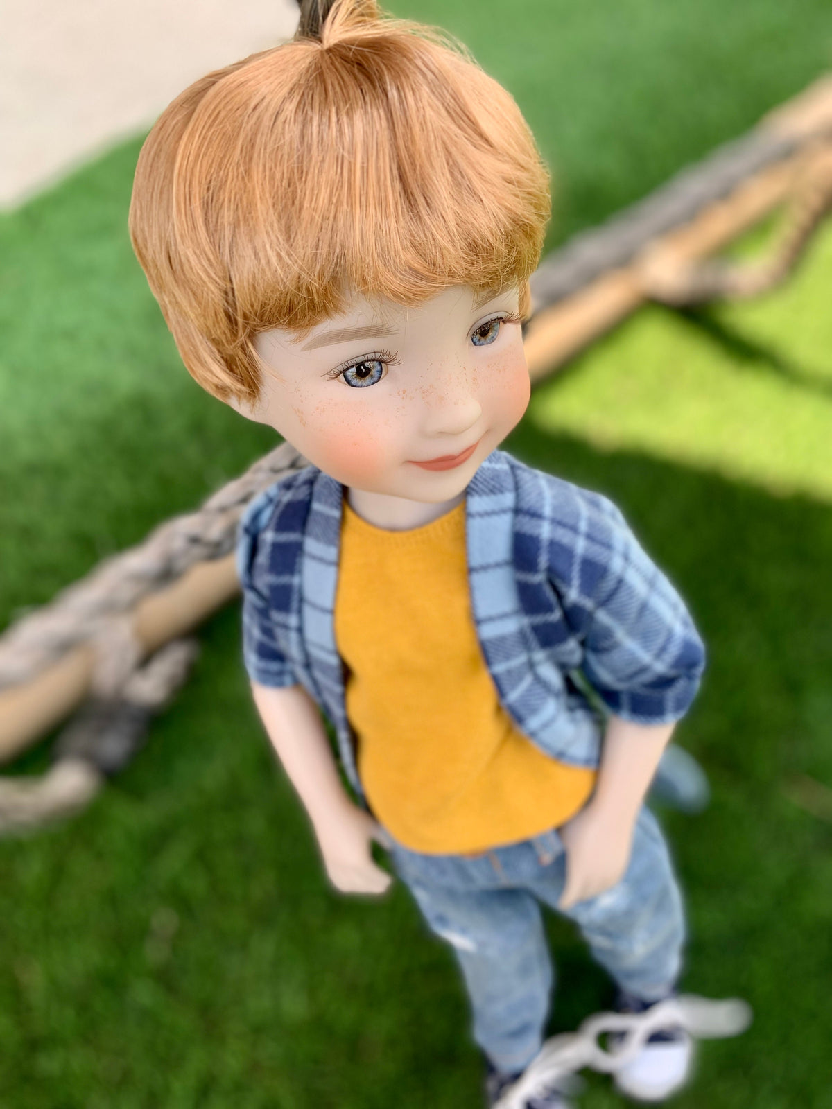 Last one Exclusive Vegan Mohair Custom doll WIG fits 8-9" head size Kaye Wiggs, RRFF, Meadowdolls Dumplings , bjd, "Stretch Fit" Zazou Dolls