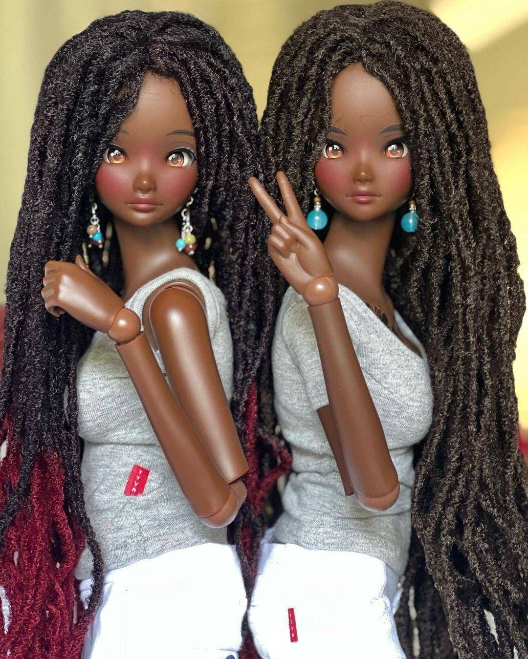 Zazou Dolls Custom doll Wig for Smart Dolls- 8" head size of Bjd, SD, Dollfie Dream dolls  Ombre Marley Locs