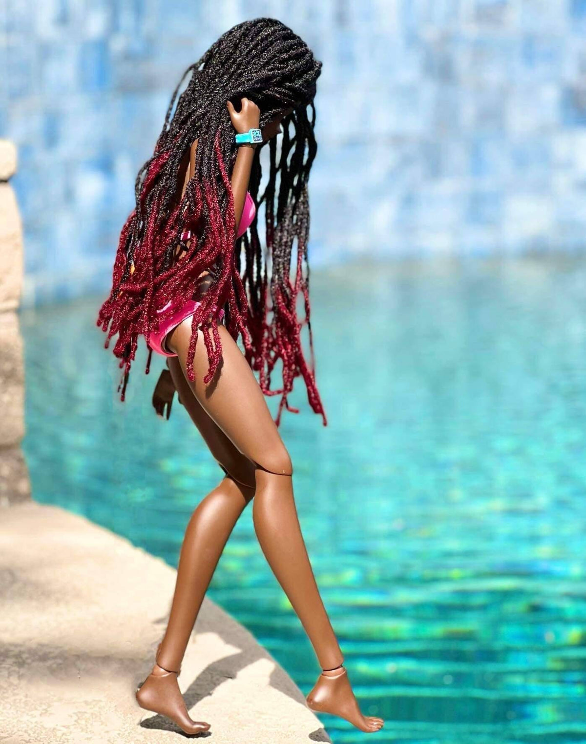 Zazou Dolls Custom doll Wig for Smart Dolls- 8" head size of Bjd, SD, Dollfie Dream dolls  Ombre Marley Locs