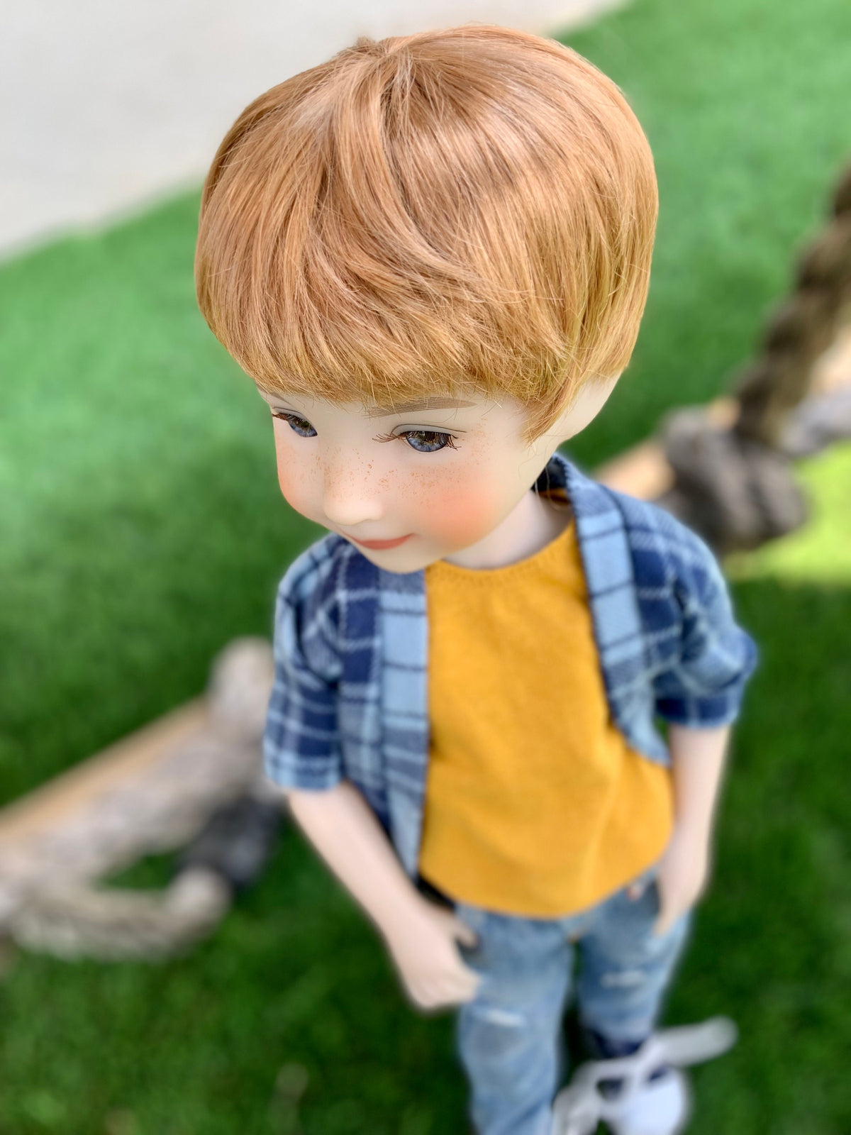 Last one Exclusive Vegan Mohair Custom doll WIG fits 8-9" head size Kaye Wiggs, RRFF, Meadowdolls Dumplings , bjd, "Stretch Fit" Zazou Dolls