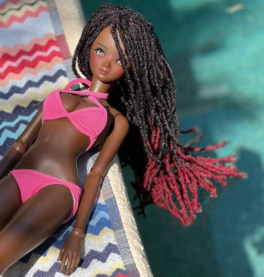 Zazou Dolls Custom doll Wig for Smart Dolls- 8" head size of Bjd, SD, Dollfie Dream dolls  Ombre Marley Locs