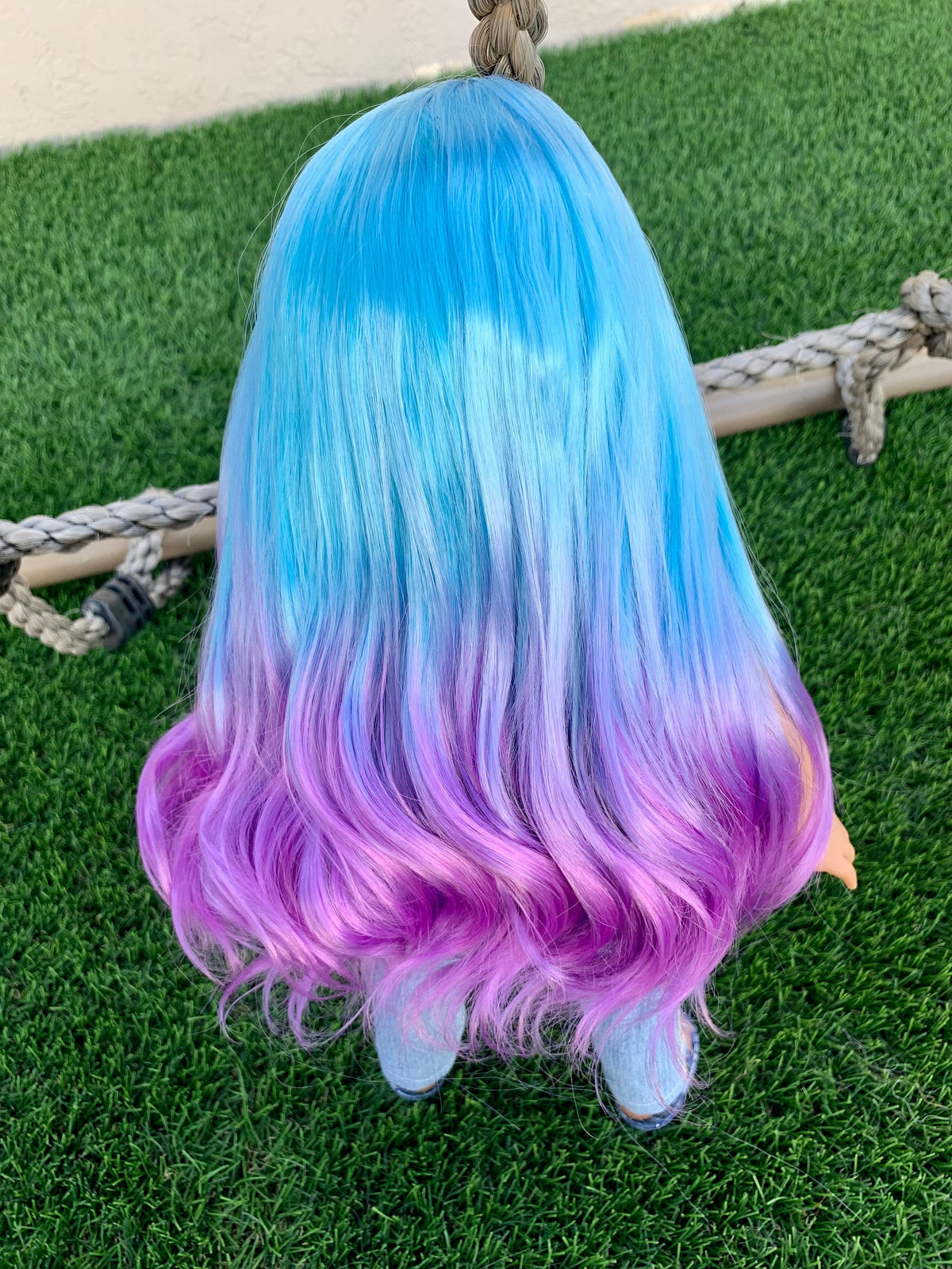 Zazou Custom doll wig for 18" American Doll Heat Safe-Tangle Resistant-fits 10-11" head size of 18" dolls OG Journey Gotz Dyed Ombre