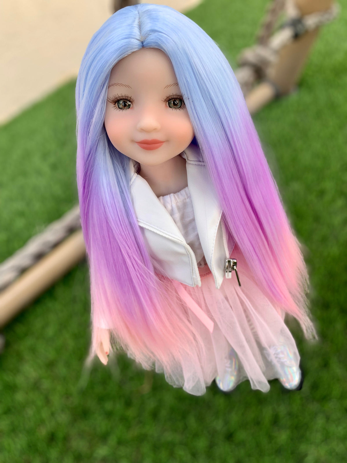 Custom doll WIG for 14" Dolls - Heat Safe-Tangle Resistant-fits 8-9" head size Meadowdolls Dumplings, Ruby Red Fashion Friends "Snug Fit"