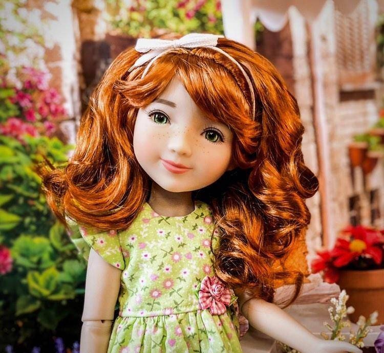 PREORDER Custom doll WIG Exclusive Vegan Mohair-fits 9-10" head size Kaye Wiggs, RRFF, Wellie Dolls, bjd, Girl for All Time"Loose Fit" red