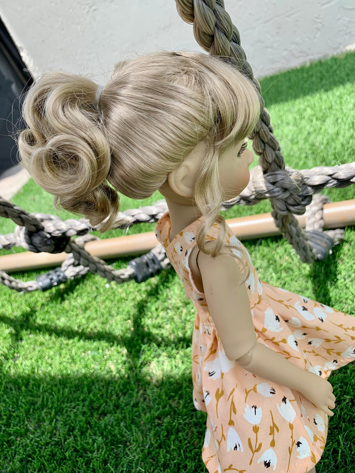 Custom doll WIG Exclusive Vegan Mohair-fits 9-10" head size Kaye Wiggs, RRFF, Wellie Dolls, bjd, Girl for All Time "Loose Fit" Zazou