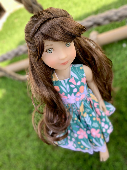 Zazou Custom WIG for 13" Dianna Effner Little Darling head size 7-8" siblings, Ellowyne, My Meadow Avery, Mini Pal,  "Stretch Cap"