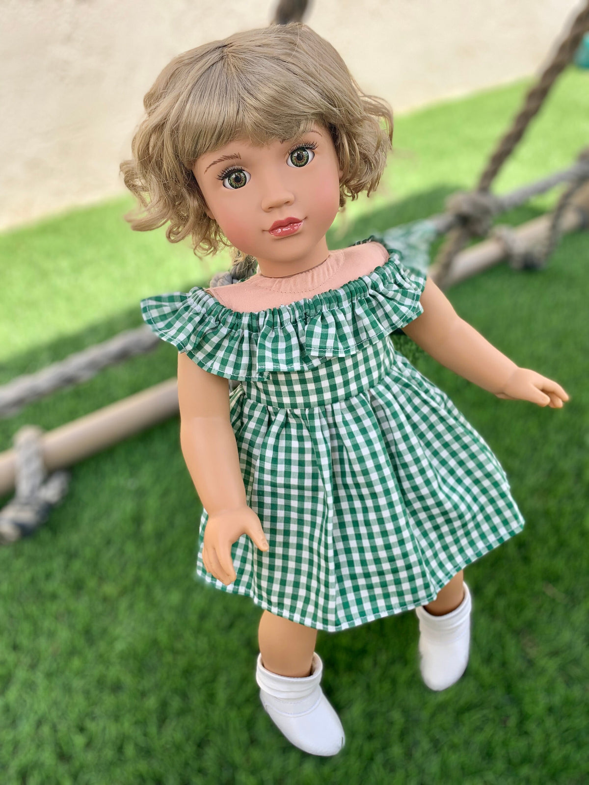 Zazou Custom 18 Inch doll Vegan Mohair Wig | 11-12" Head Size "Stretch Cap" | Made to Fit 18’’ American Girl Doll OG Meadowdolls Ardyn