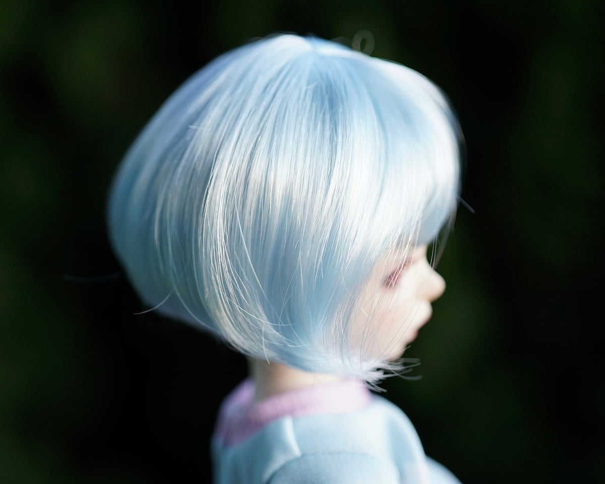 Custom doll Wig for Minifee 1/4 BJD Dolls- "TAN Caps" 6-7" head size of Bjd, msd, Boneka ,Fairyland Minifee dolls mohair blue