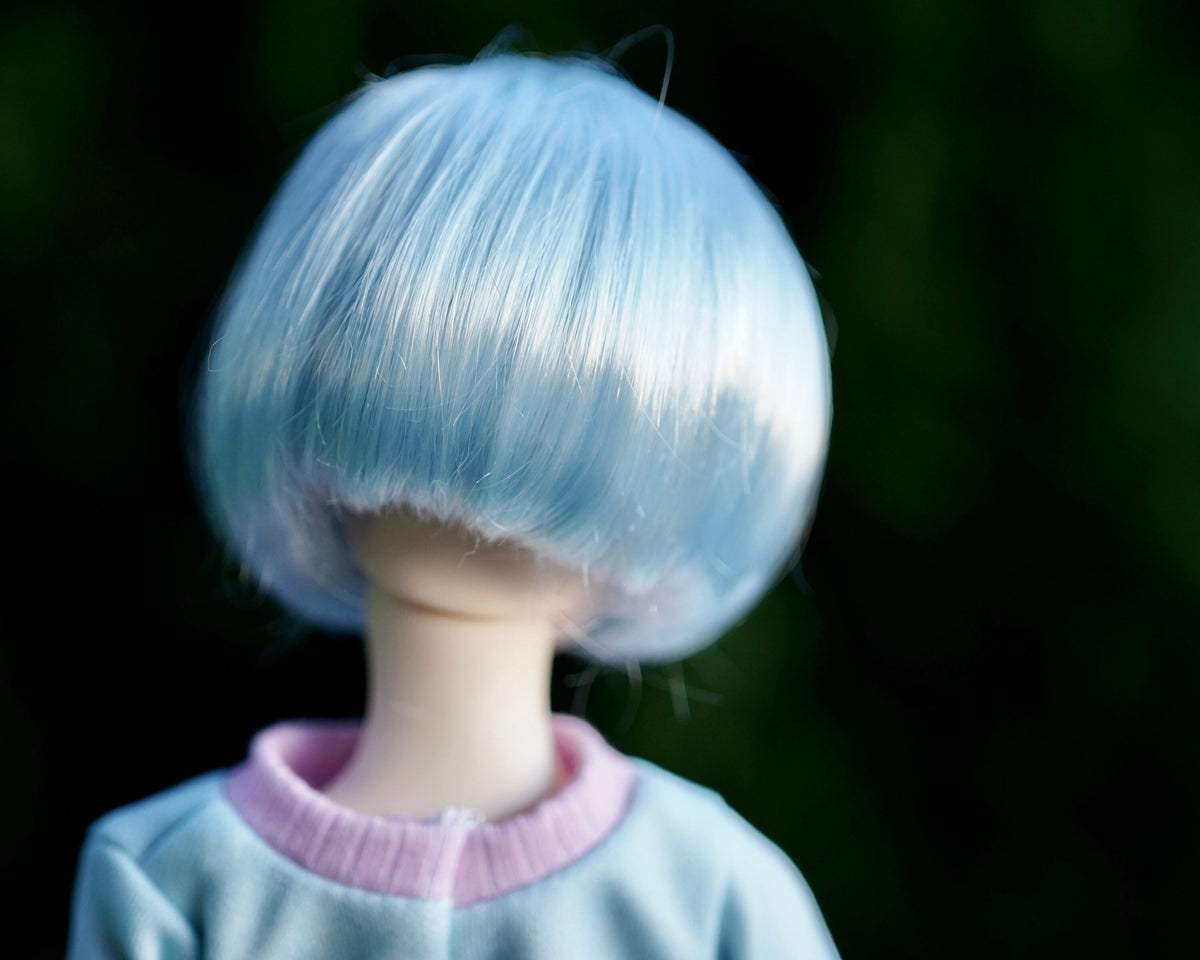 Custom doll Wig for Minifee 1/4 BJD Dolls- "TAN Caps" 6-7" head size of Bjd, msd, Boneka ,Fairyland Minifee dolls mohair blue