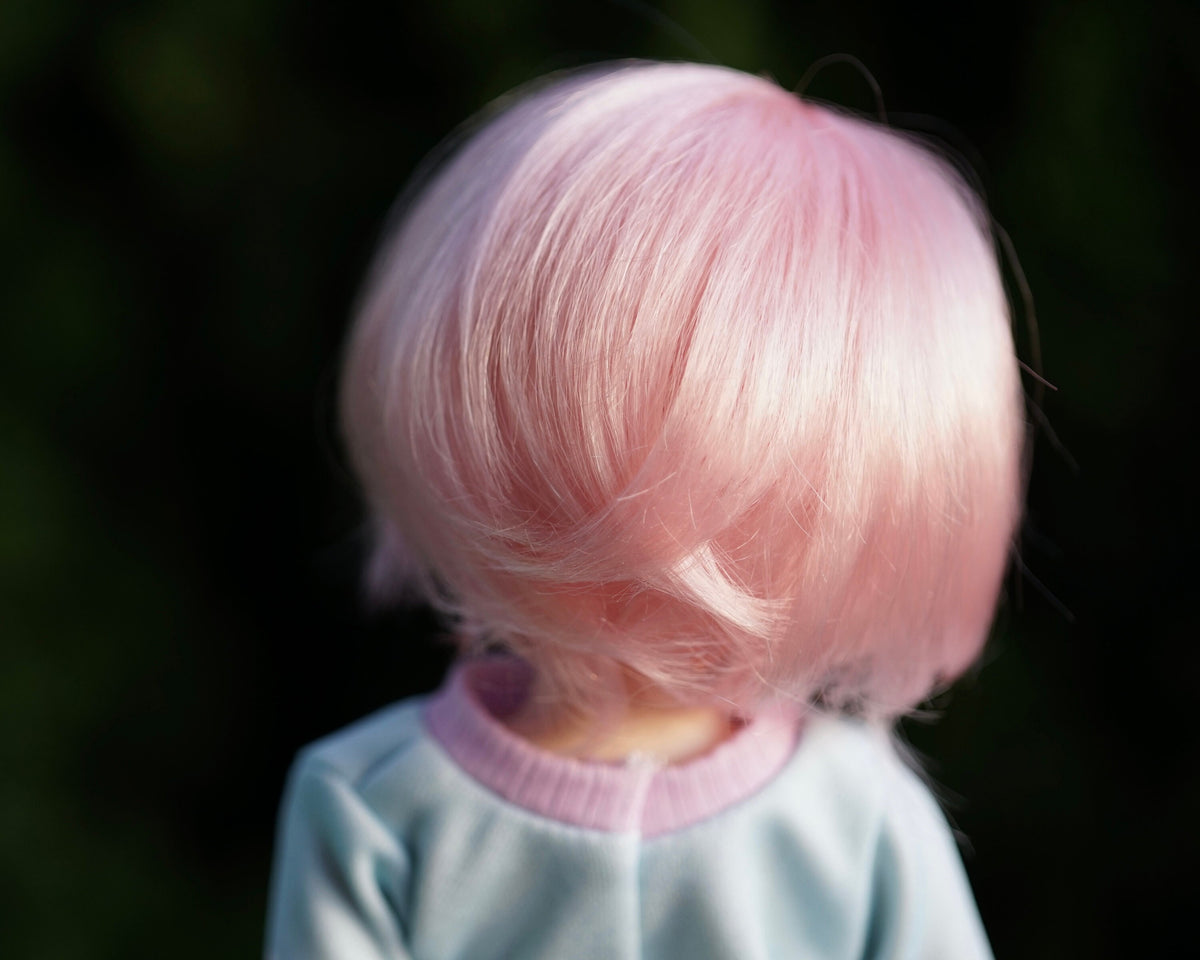 Custom doll Wig for Minifee 1/4 BJD Dolls- "TAN Caps " 6-7" head size of Bjd, , Boneka ,Fairyland Minifee dolls mohair pink