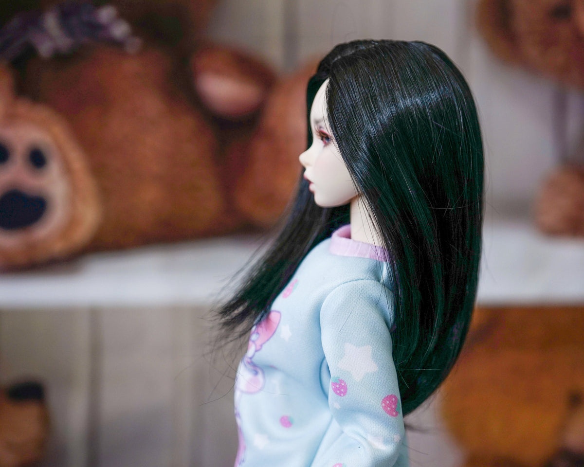 Zazou Custom doll Wig for Minifee 1/4 BJD Dolls- "TAN Caps" 6-7" head size of Bjd, msd, Boneka ,Fairyland Minifee dolls black