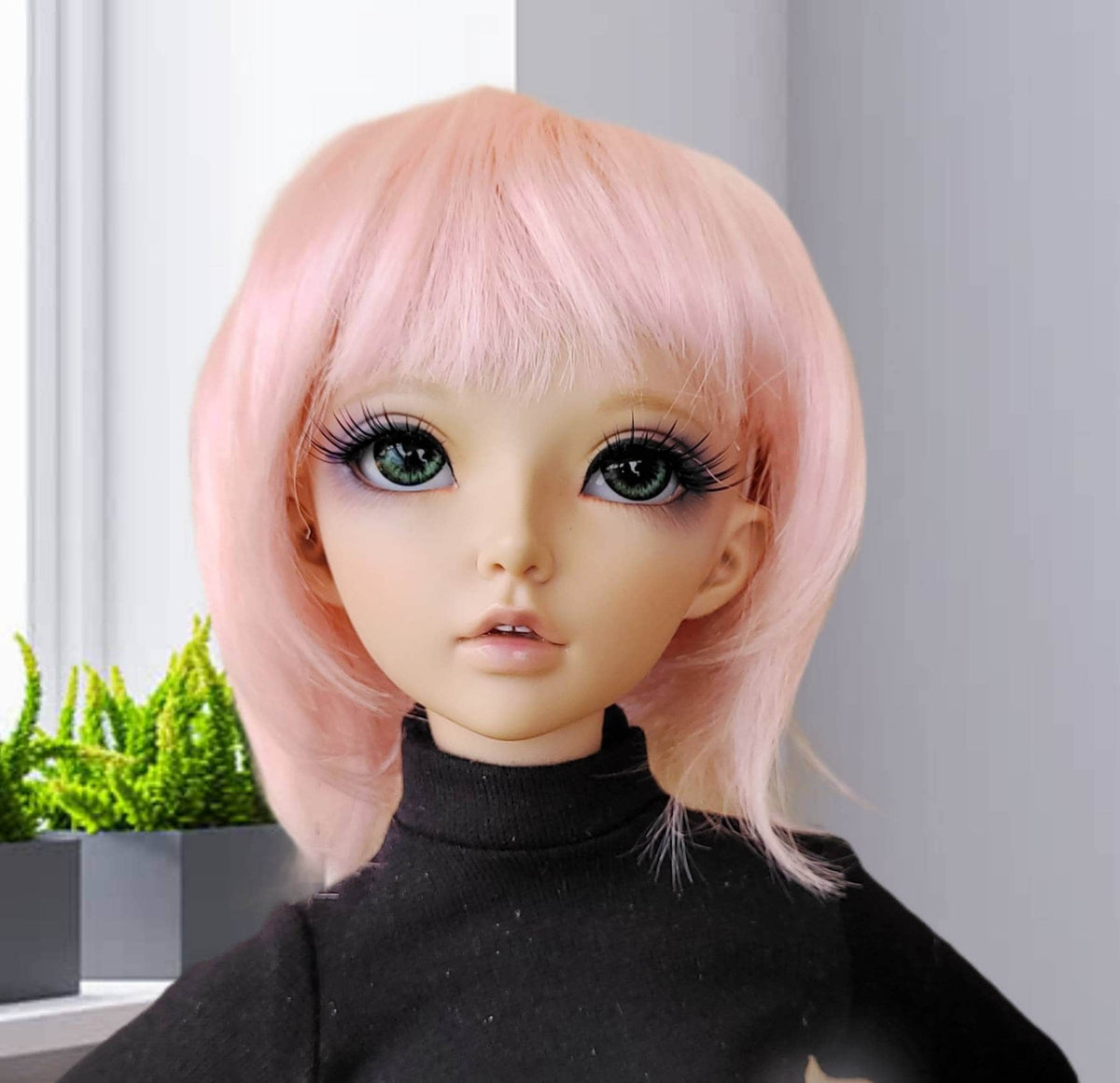 Custom doll Wig for Minifee 1/4 BJD Dolls- "TAN Caps " 6-7" head size of Bjd, , Boneka ,Fairyland Minifee dolls mohair pink