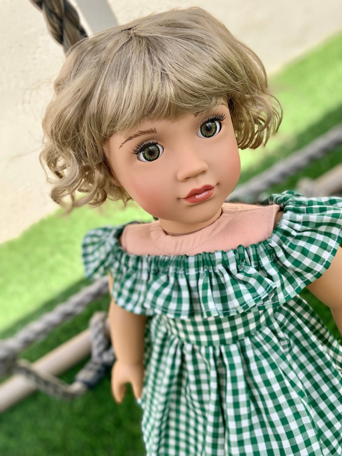 Zazou Custom 18 Inch doll Vegan Mohair Wig | 11-12" Head Size "Stretch Cap" | Made to Fit 18’’ American Girl Doll OG Meadowdolls Ardyn