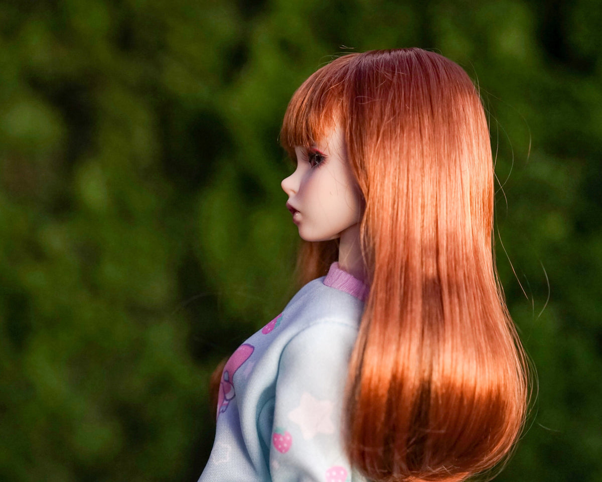 Custom doll Wig for Minifee 1/4 Bjd Dolls- "TAN CAPS" 6-7" head size of Bjd, msd, Boneka ,Fairyland Minifee dolls mohair red