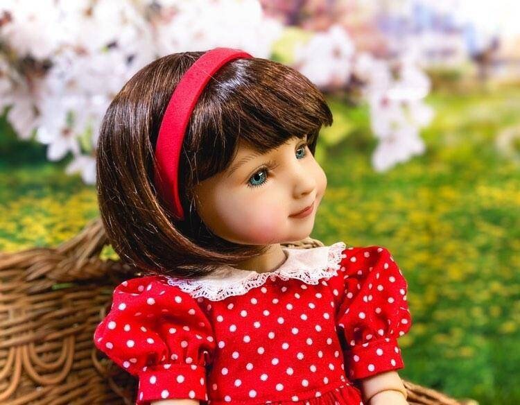 Custom doll wig vegan mohair fit 9-10" RRFF, wellie wishers "loose fit"