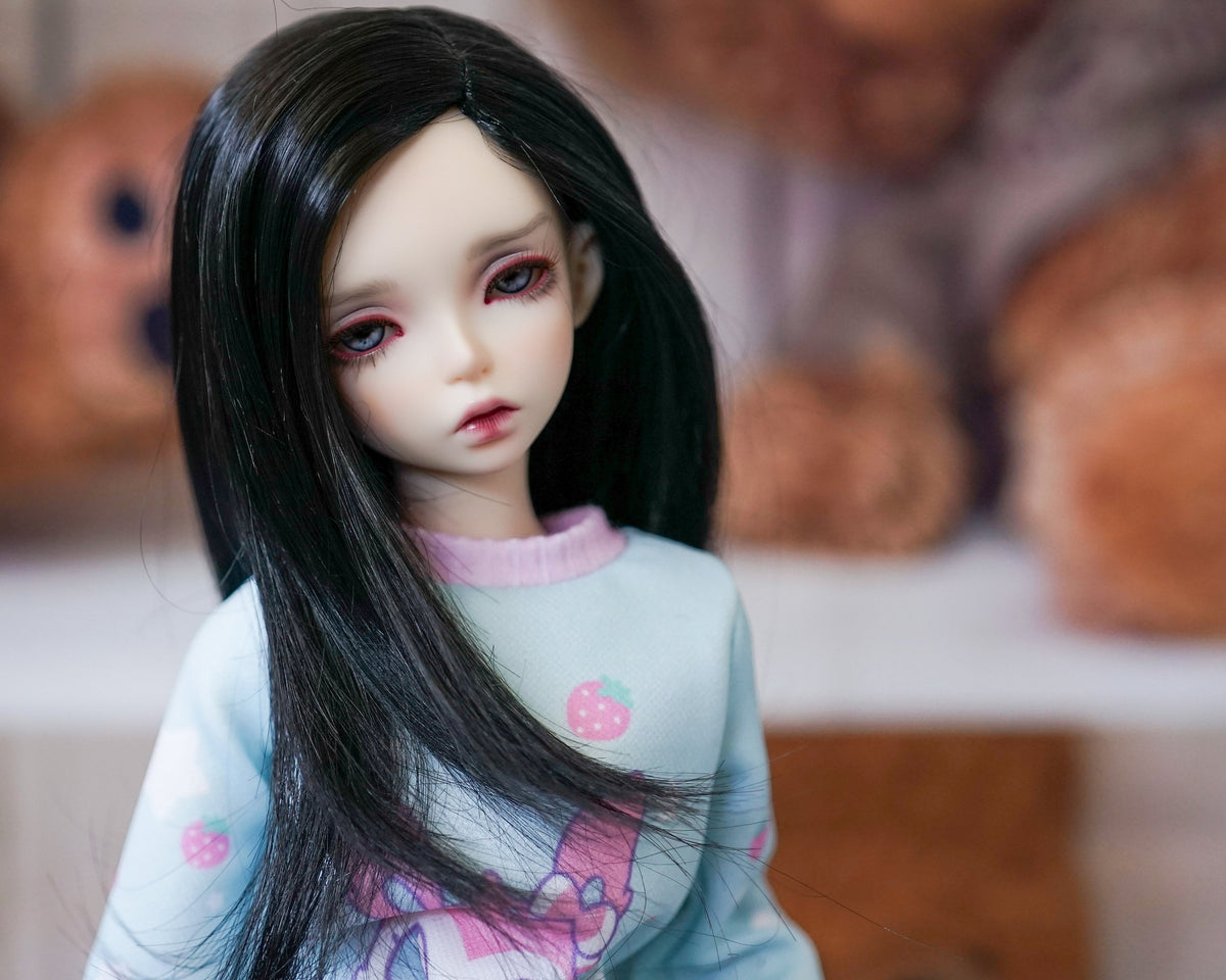 Zazou Custom doll Wig for Minifee 1/4 BJD Dolls- "TAN Caps" 6-7" head size of Bjd, msd, Boneka ,Fairyland Minifee dolls black