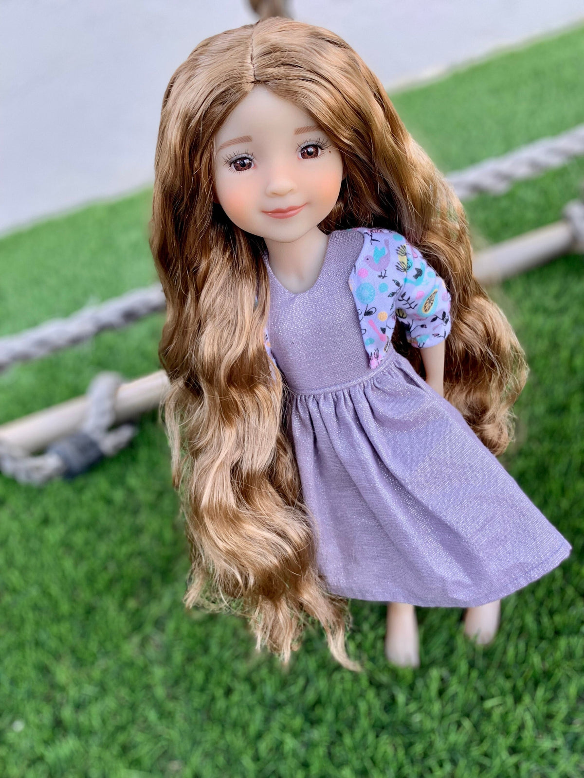 PREORDER Custom doll WIG Exclusive Vegan Mohair-fits 9-10" head size Kaye Wiggs, RRFF, bjd, Girl for All Time "loose fit " Zazou Dolls
