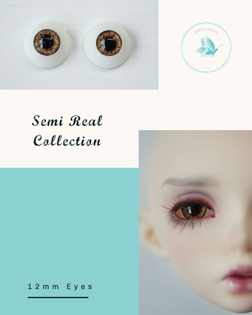 Natural Eyes for Fairyland Minifee Doll, realistic doll eyes, doll eyes replacement, 12mm Fit RRFF, BJD, Tonner Ellowyne Doll & similar