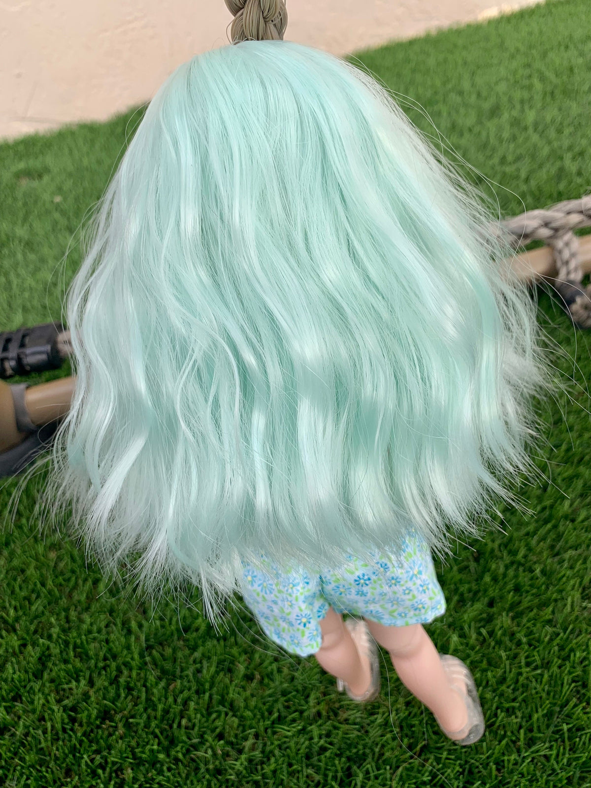 Pistachio heat safe wig for 14" doll