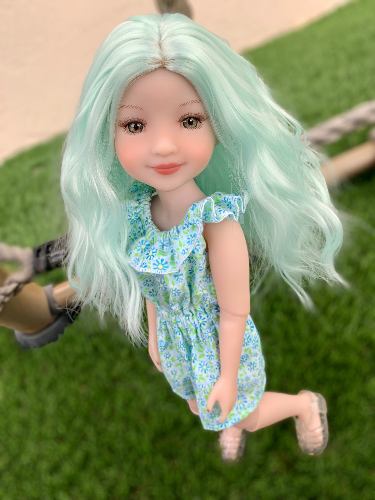 Pistachio heat safe wig for 14" doll