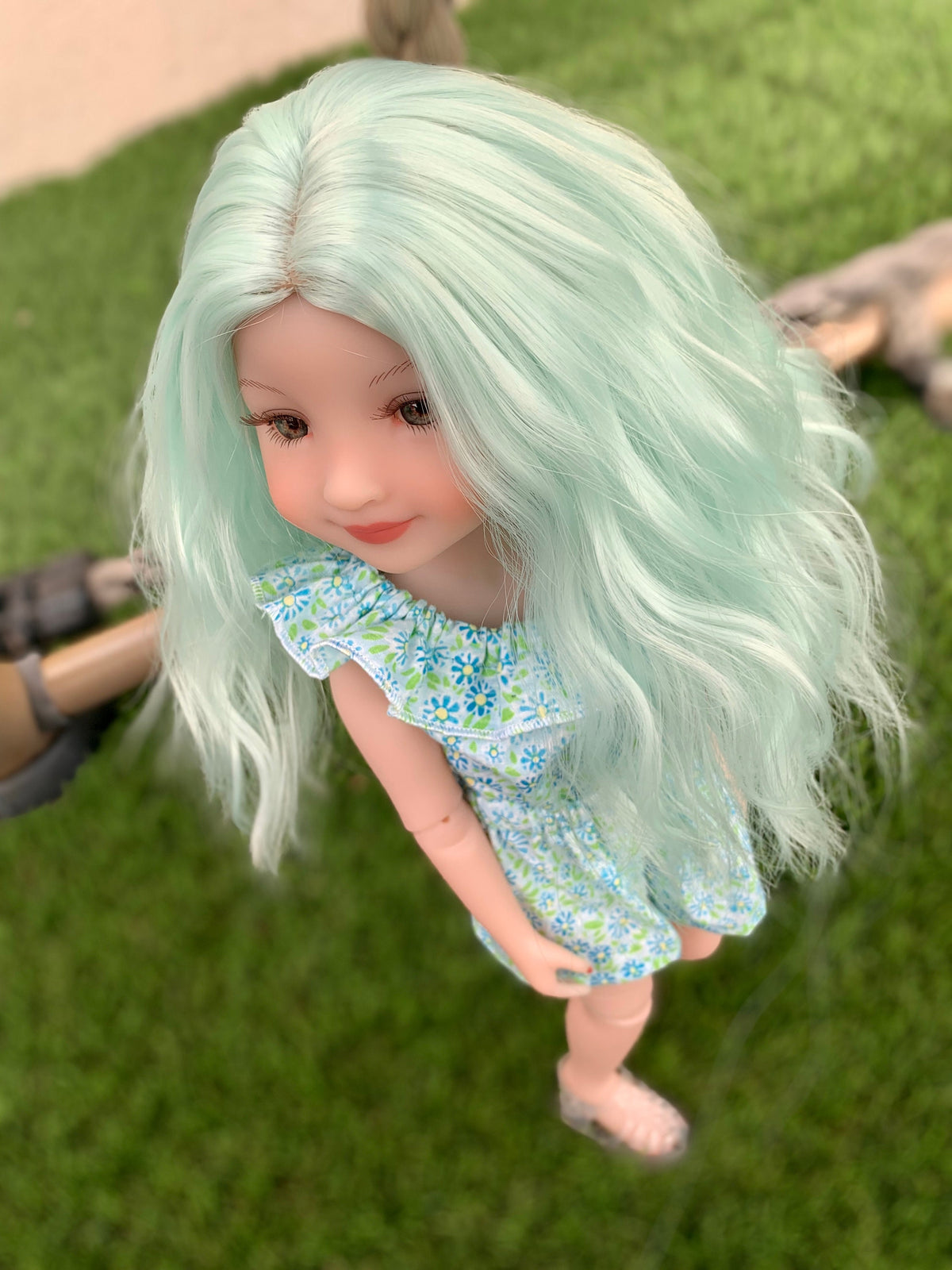 Pistachio heat safe wig for 14" doll