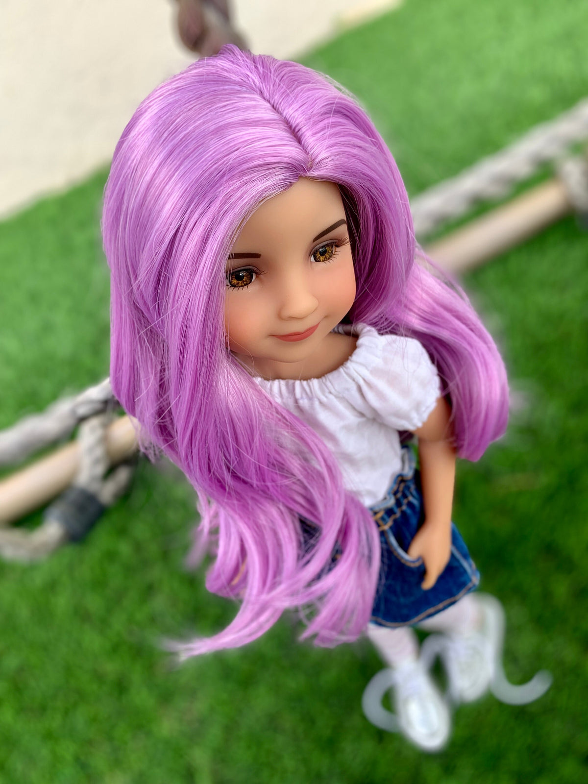 Magical Magenta heat safe wig for 14" doll