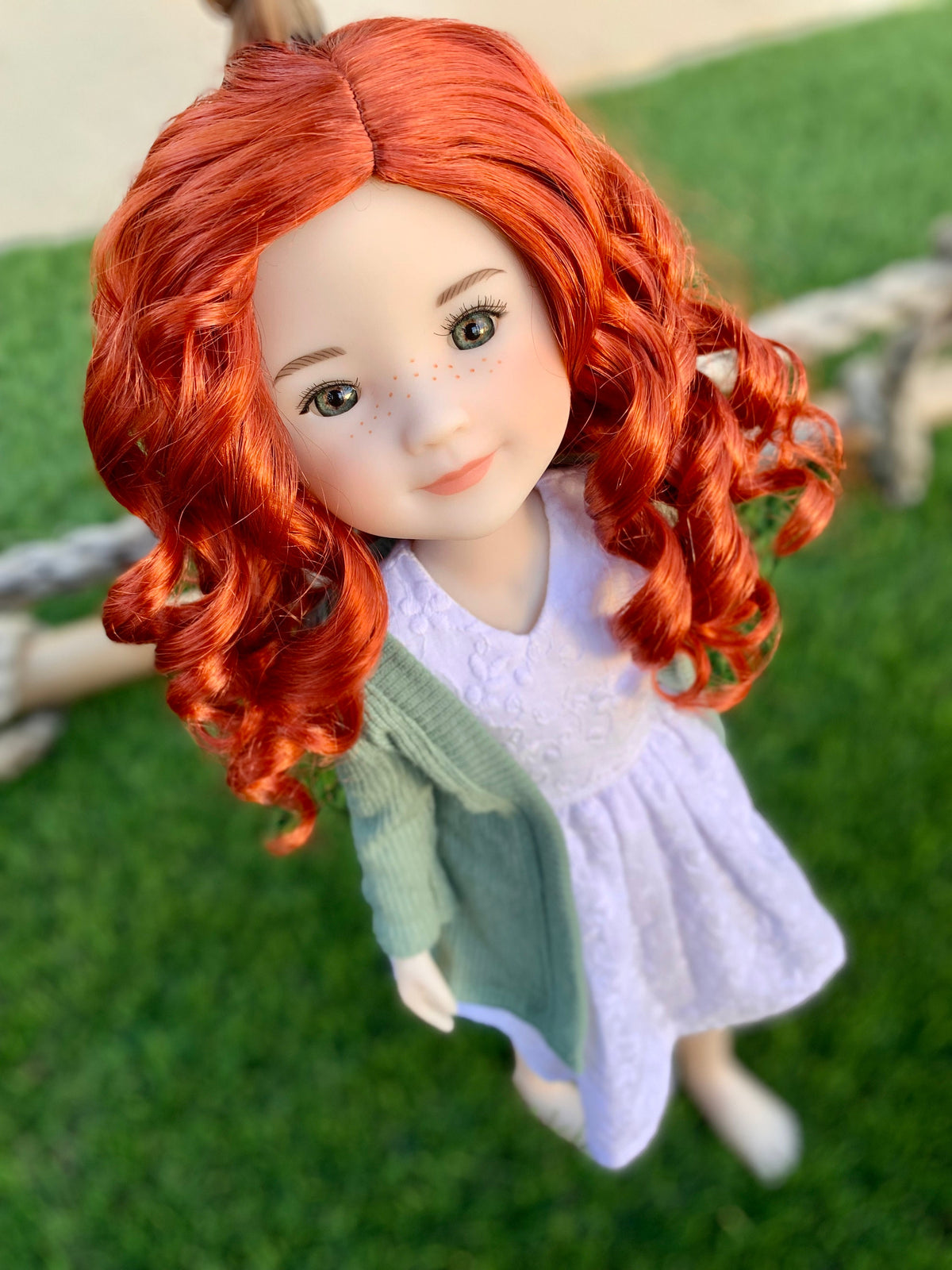 Zazou  Exclusive Vegan Mohair Custom doll WIG fits 8-9" head size Kaye Wiggs, RRFF, Meadowdolls Dumplings , bjd, "Stretch Fit"