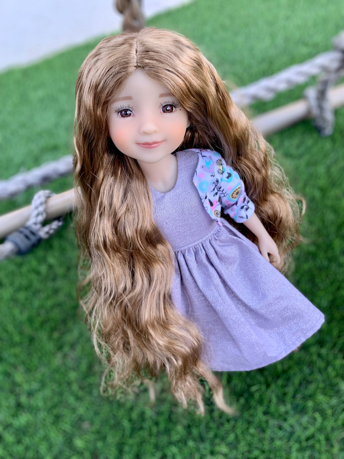 PREORDER Custom doll WIG Exclusive Vegan Mohair-fits 9-10" head size Kaye Wiggs, RRFF, bjd, Girl for All Time "loose fit " Zazou Dolls