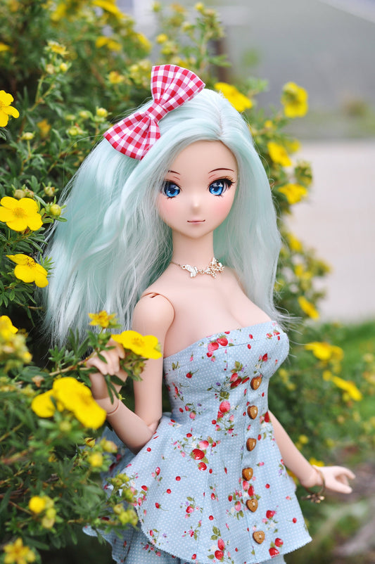Custom doll Wig for Smart Dolls- Heat Safe - Tangle Resistant- 8.5" head size of Bjd, SD, Dollfie Dream dolls Mint Zazou Dolls