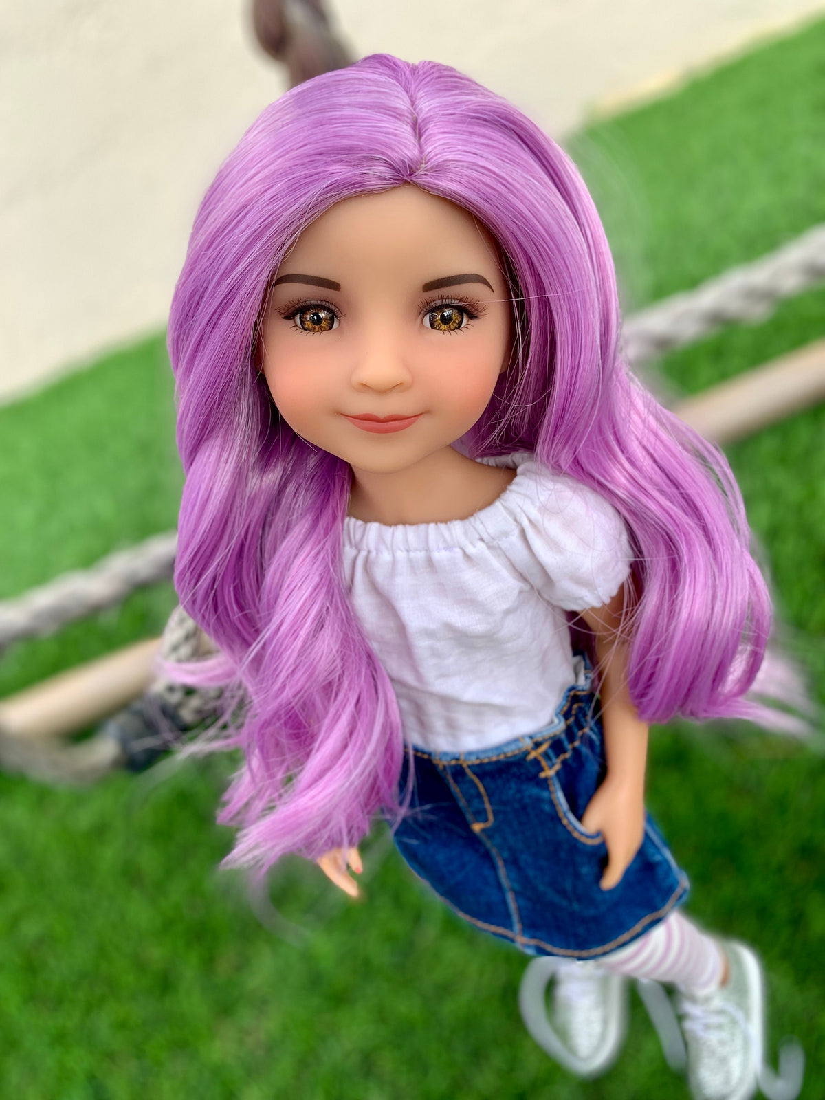Magical Magenta heat safe wig for 14" doll