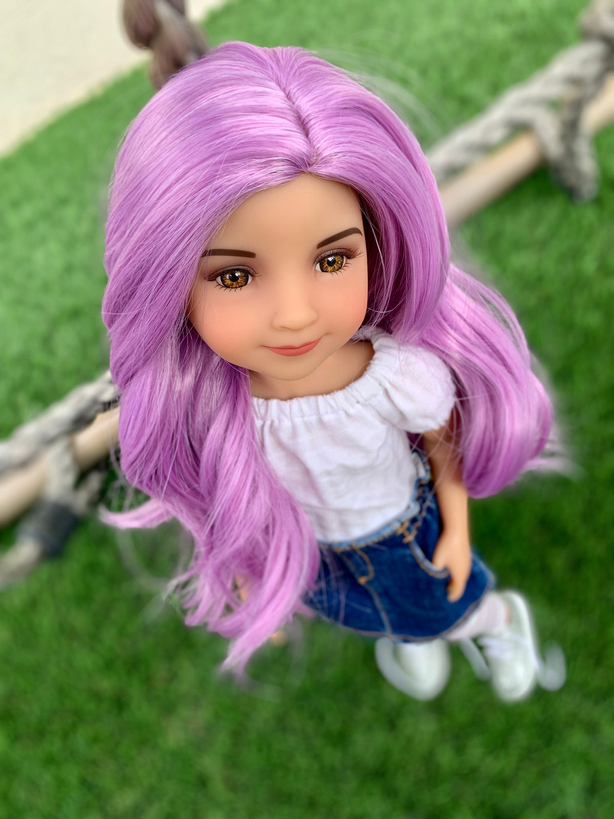 Magical Magenta heat safe wig for 14" doll