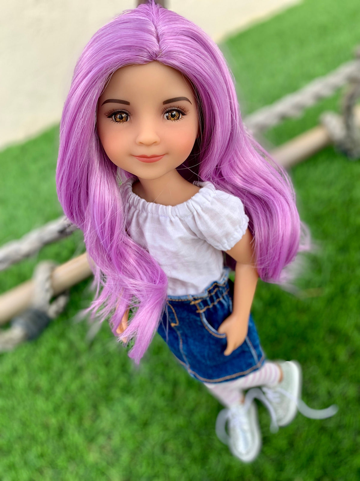 Magical Magenta heat safe wig for 14" doll