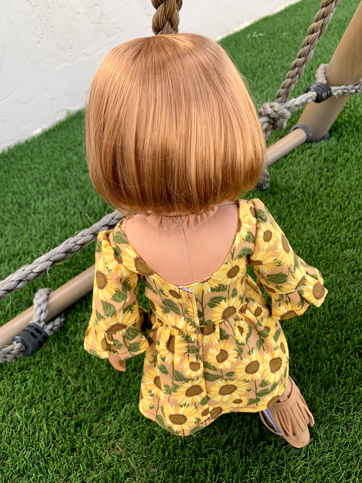 Custom doll wig for 18" American Dolls- Vegan Mohair - fits 11-12" head size "Stretch Cap" BJD Gotz meadowdolls Saffi Zazou