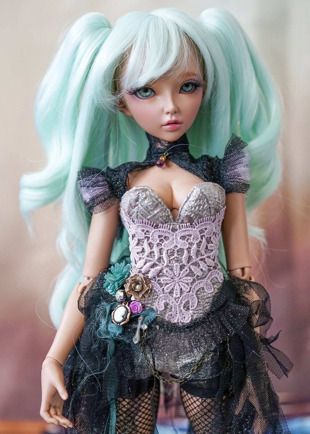 Custom doll Wig for Minifee Dolls- "TAN CAPS" 6-7" head size of Bjd, msd, Boneka ,Fairyland Minifee dolls anime limited 2 in 1